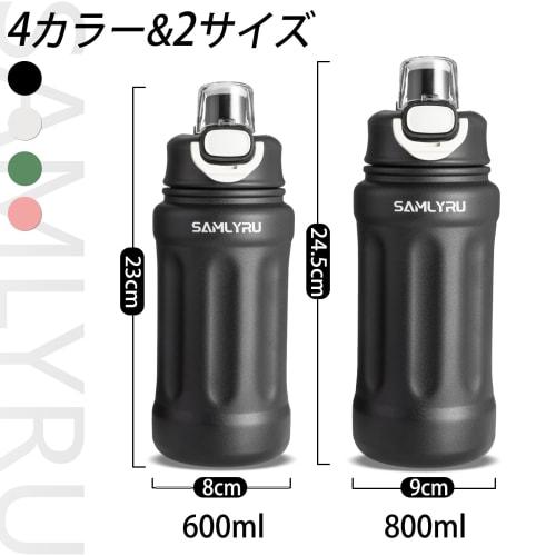 Samlyru Two-Way Design Water Bottle with One-Touch Opening, Vacuum Insulation, Straw Included, Keeps Drinks Cold or Hot, Stainless Steel Mug, 600ml/80