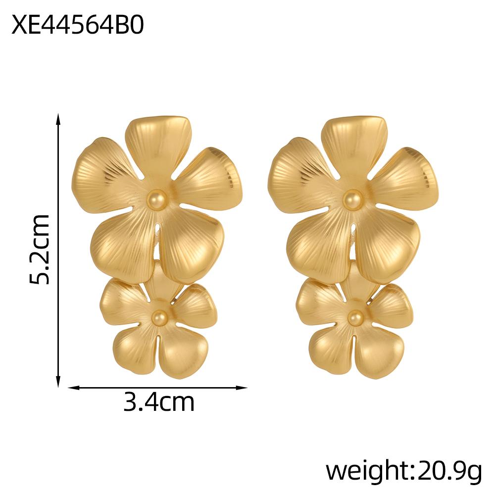 CARLIDANA Irregular Exaggerated Flower Stud Earrings Geometric Chunky Vintage Waterproof Stainless Steel Gold Plated for Women