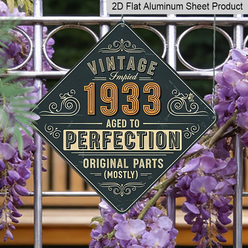

2D Flat, 1pc, Vintage Metal Aluminum Sign Decoration, Vintage 1933 Aged To Perfection, Vintage Decorative Sign, Vintage Wall Art Decor, Suitable for 20*20cm