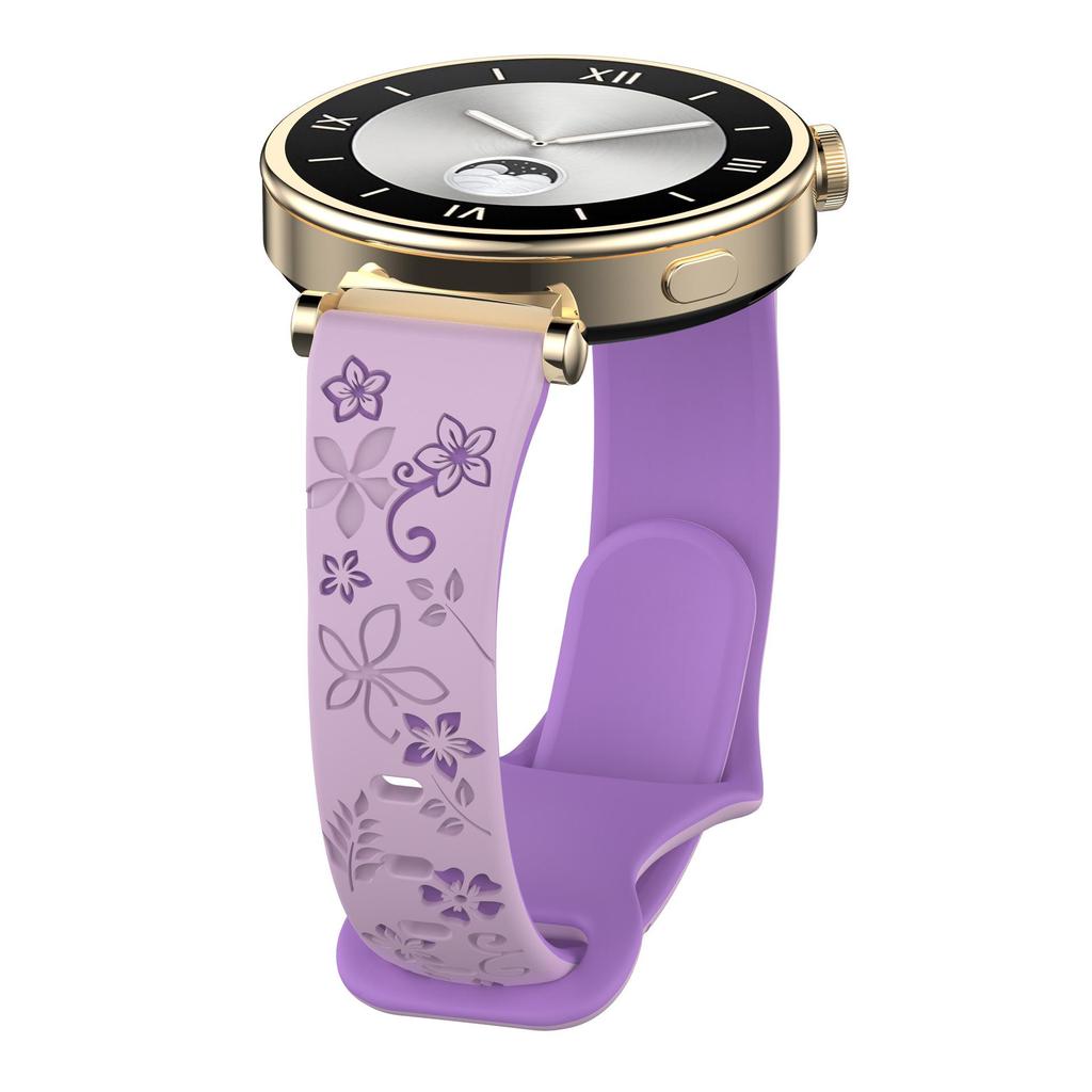 18mm 20mm 22mm Women Silicone Engraved Bracelet for Huawei GT6/GT5/GT4 41mm GT5Pro 46mm Band for Samsung Galaxy FE 7 6 40mm 44mm Active 2 Strap