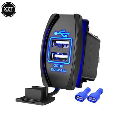 DC 5V 4.2A Car Charger Auto Adapter Waterproof Dustproo 12-24V Car Socket Dual USB Ports Phone Charger For Iphone Xiaomi Samsung