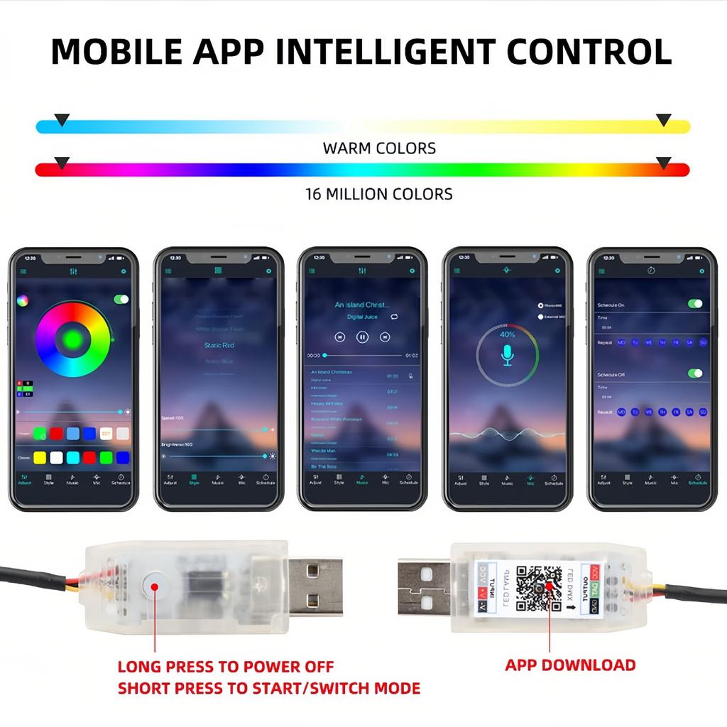 Colorful LED Car Interior Hidden App Remote Control Atmosphere Lamp USB Car Ambient Light Acrylic Strips Dashboard Lights RGB