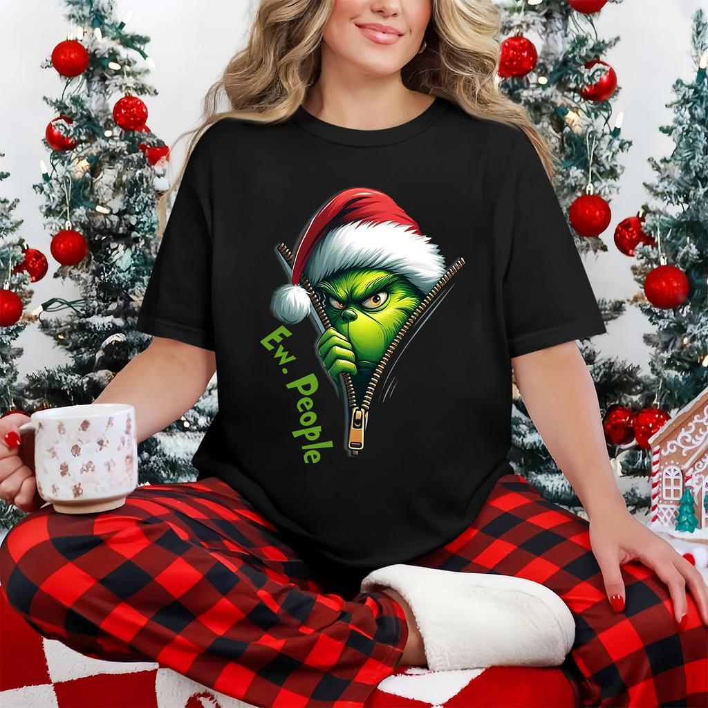 Women's Casual Printed T-Shirt Round Neck Pullover Short Sleeve Top