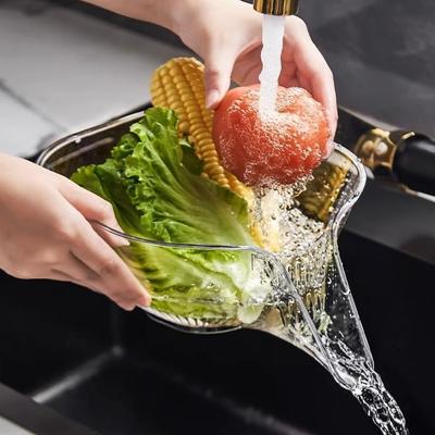 Multi-functional Draining Basket Household Kitchen Vegetable Washing Basin Drain Basket Plastic Storage Fruit Plate Drain Vegetables Fruit Colanders