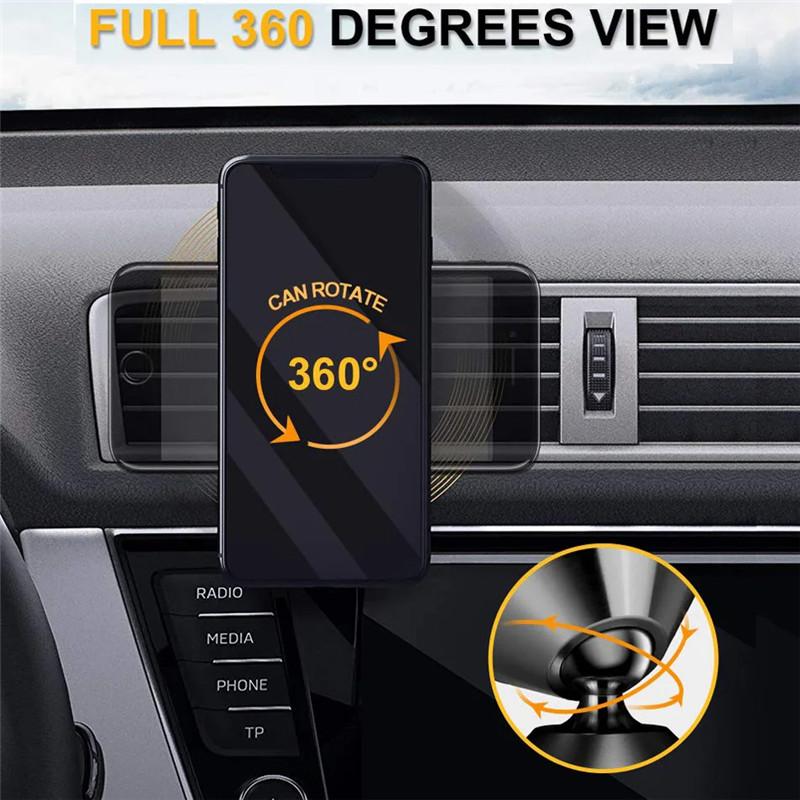 Universal Magnetic Phone Holder Car Mount with Car Air Vent Clip Cellphone Mount Phone Bracket 360° Adjustable Smart Phone Stand