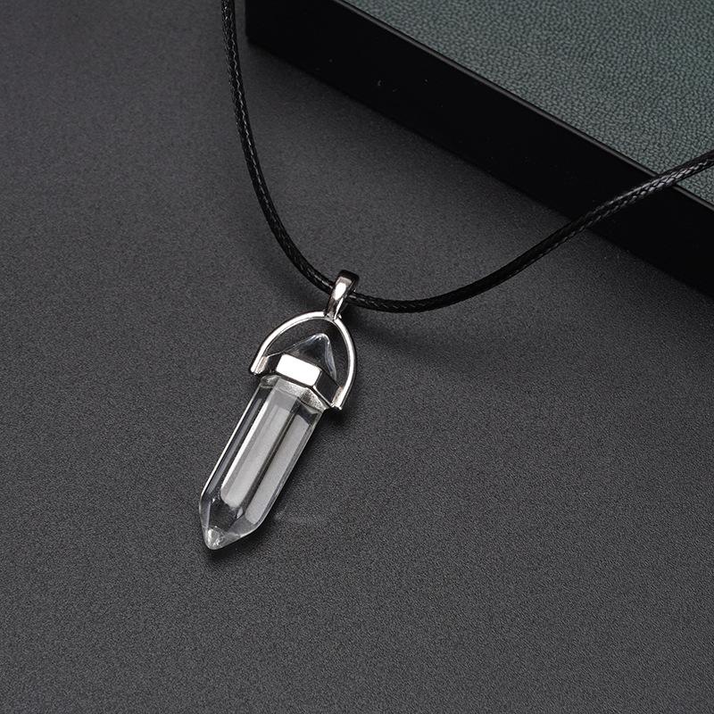 2 Stück/Set Leuchtende Sechseckige Säule Herz Anhänger Partner Magnetische Halskette Naturstein Geometrischer Anhänger Halskette Schmuck Geschenke