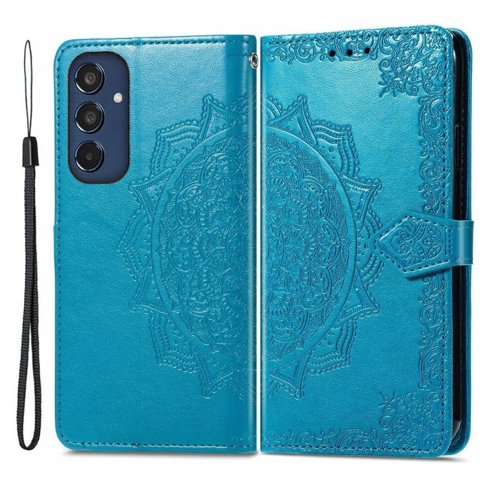 Samsung Galaxy M35 Flip Case, Mandala, Blue