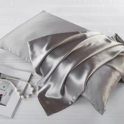 Satin Pillowcase Solid Color Pillow Cover Glossy Anti-static Pillow Cover with Invisible Zipper for Bedroom Housewarming Gift