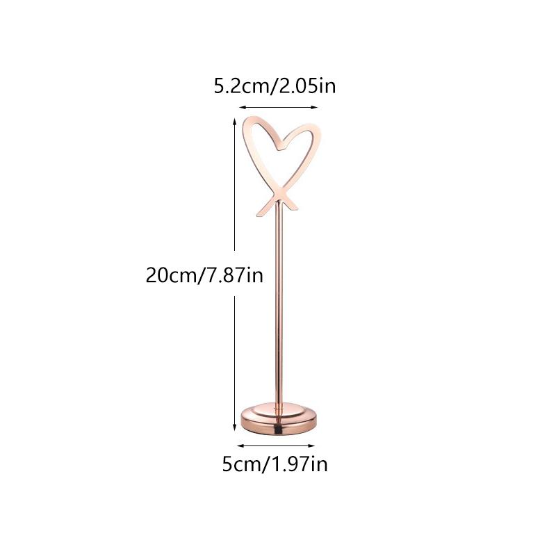 Heart Shape Memo Photo Stand Stainless Steel Card Holder Minimalist Metal Message Board For Home Office Decor With Non-Slip Base