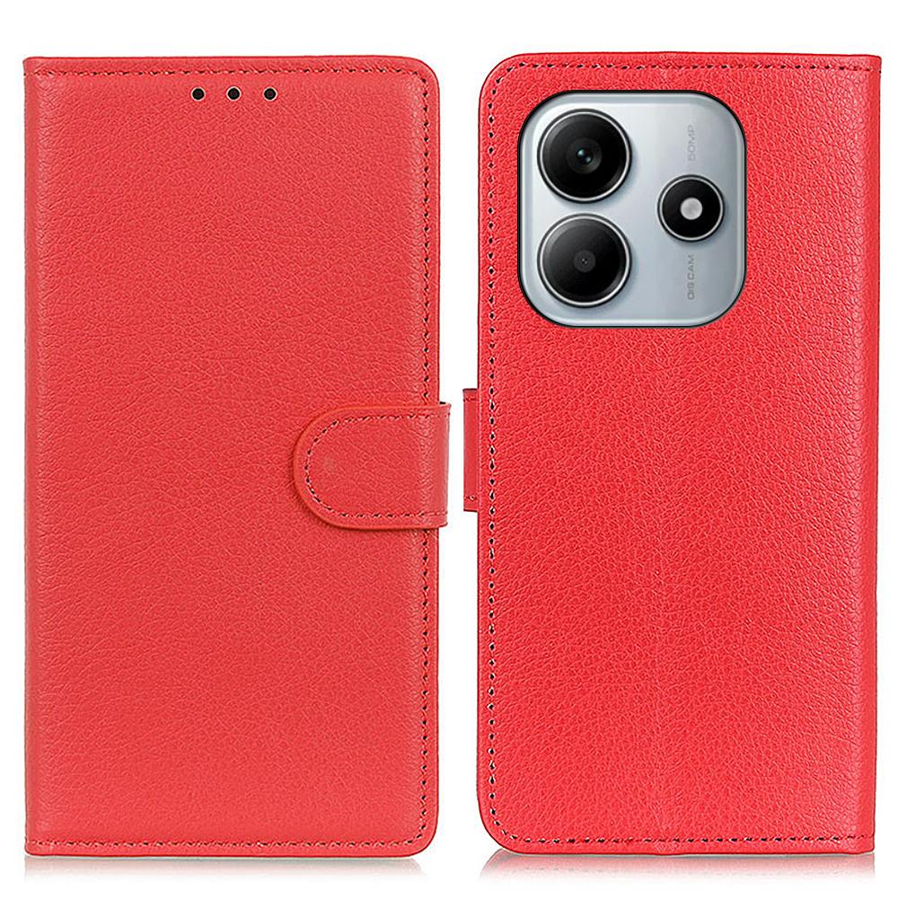 For Xiaomi Redmi Note 14 4G (163.25x76.55x8.16mm) Wallet Case PU Leather Phone Cover Litchi Texture