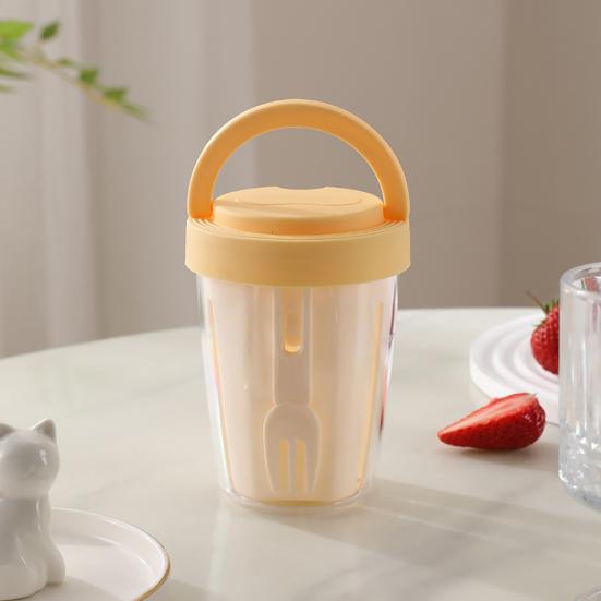 Salad Cup 501-600ml Food-Grade Portable Leak-Proof Design Salad Jar with Spoon Enhanced Drainage