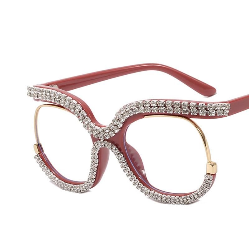 

Oversized Square Diamond Decoration Frame Reading Glasses Women Anti Blue Light 2022 Fashion Computer Eyeglasses Custom Degrees 0 розовый