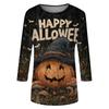 Women's Fashion Casual Round Neck Three-quarter Sleeve Halloween Printed T-shirt Top