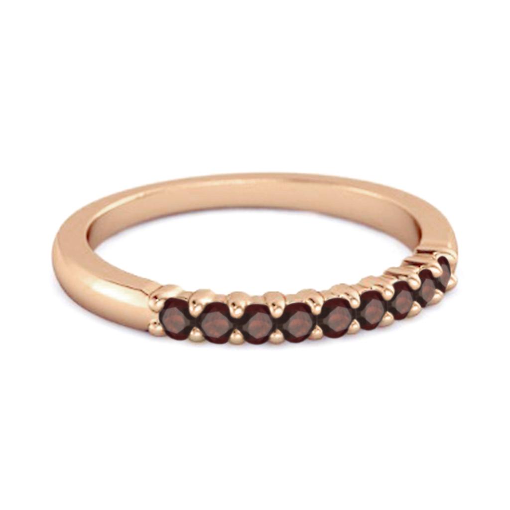 Garnet Round Half Eternity Ring - 925 Sterling Silver Rose Gold Vermeil