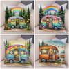 Happy Campers Pillow Case Double Print Decor Cartoon House Travel Car Cushion Cover for Sofa Home Soft Plush Pillowcase