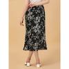 White Floral Printed Polyester Casual Skirt Women Pleated Flared Midi Skirt