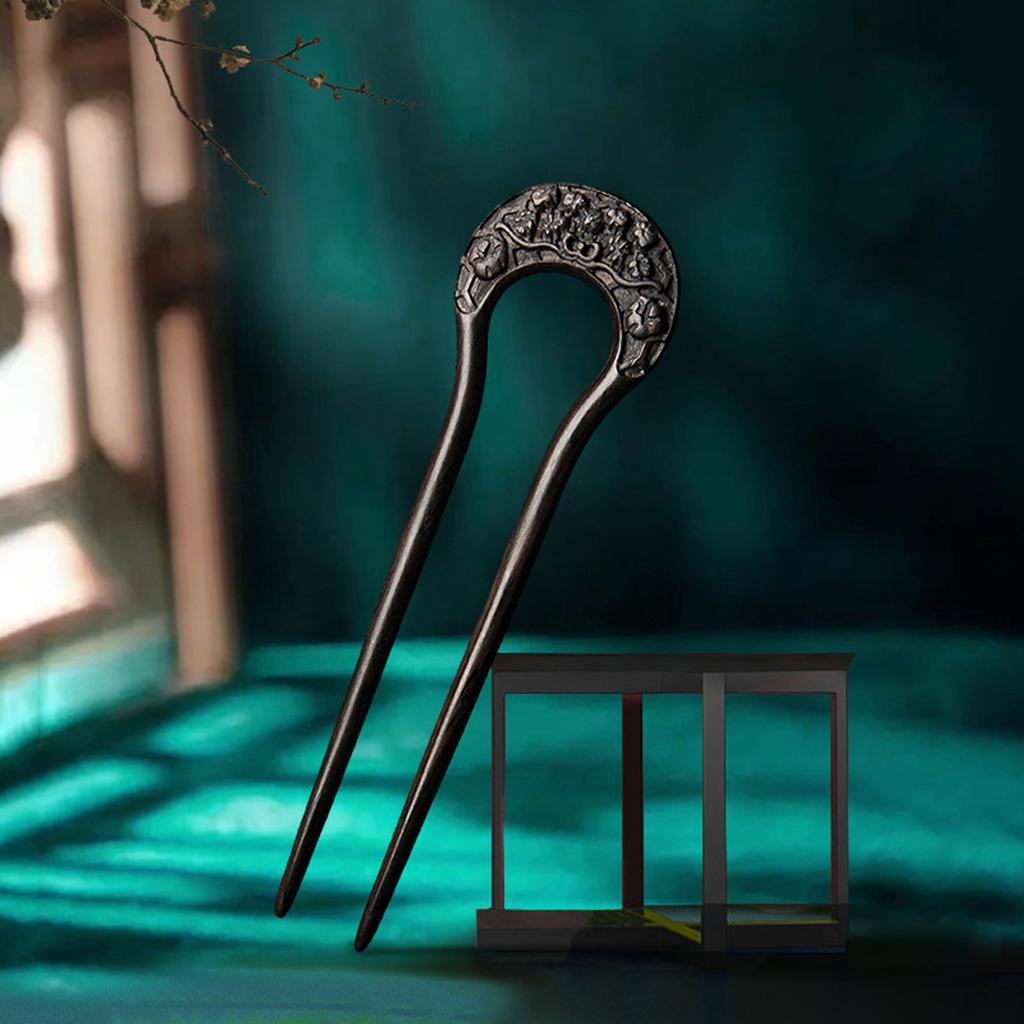 Chinese Style U shaped Hairpin Handmade French Hairpin Two Prong Hair Clip for Chinese Hanfu Cosplay Costume