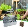 Soil Block Machine Stainless Steel Handheld Block Maker 4 Cell Manual Soil Blocking Tool with Comfortable Handle for Greenhouses