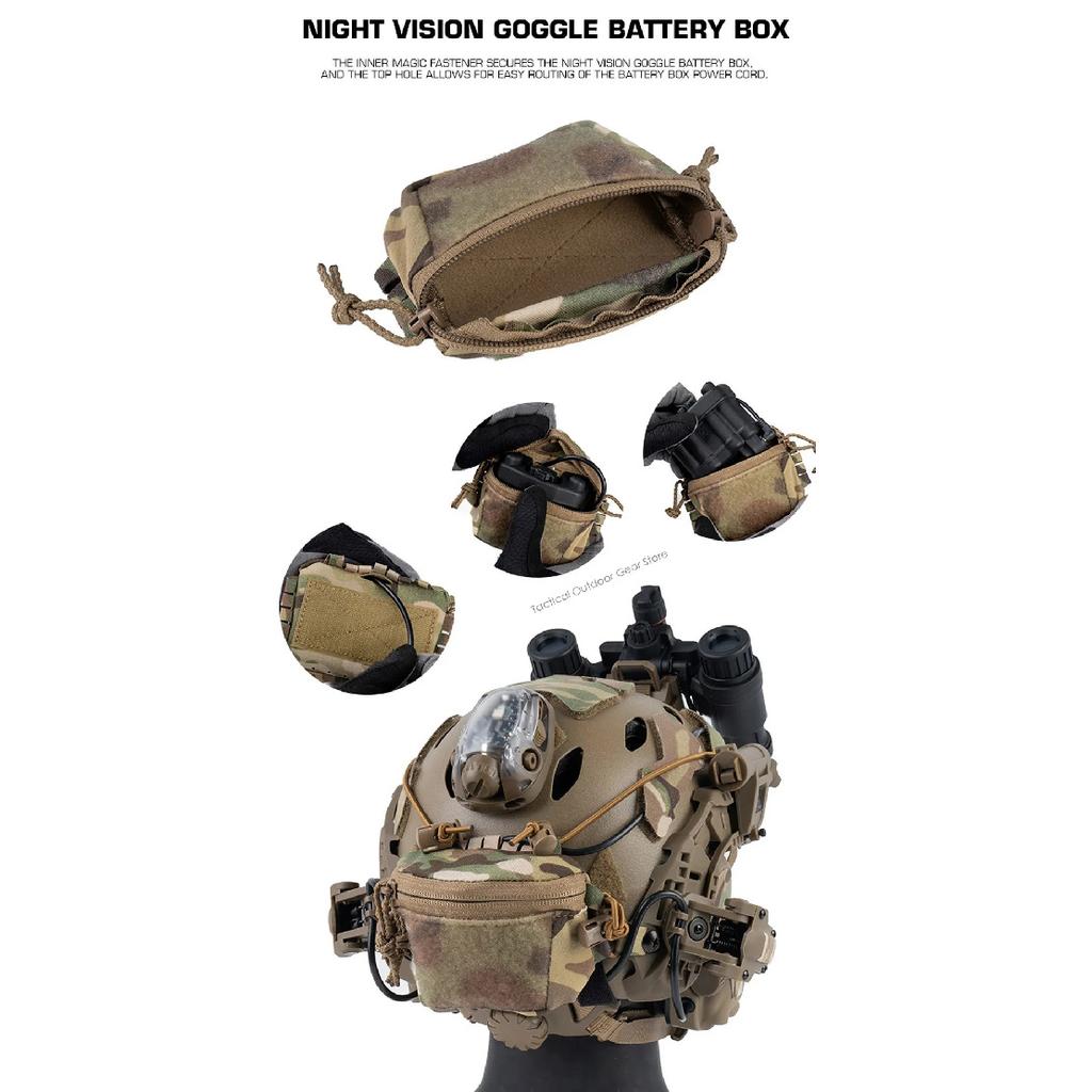 Tactical Helmet Rear Bag Brain Battery Pouch Hook&Loop NVG Battery Box Storage Pocket Hunting Gear Accessories SC Style
