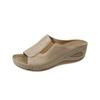 Summer New Sandals Women's Retro Wedge Heel Sewing Line Large Size Women's Slippers