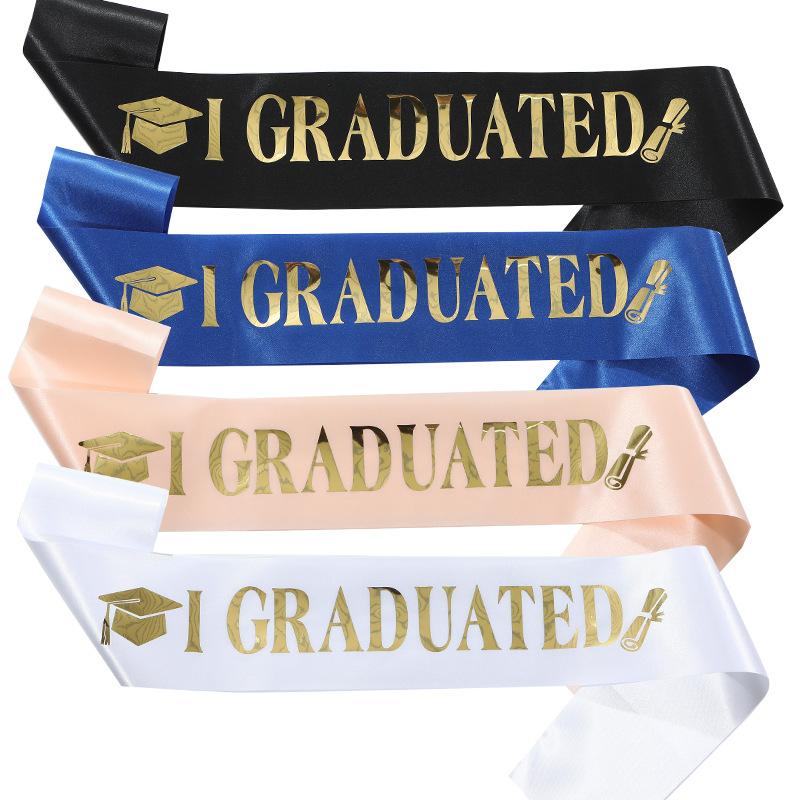 2026 European and American Fashion Graduation Strap IGRADUATED Etiquette Strap Ribbon Graduation Party Clothing Shoulder Strap Dress Up