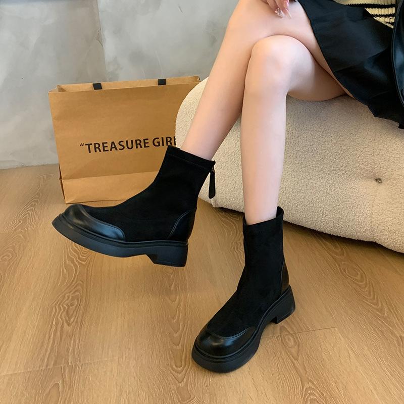 

Large tube circumference, thin elastic boots, thick heel and thick sole boots, suede but knee large size women s shoes 35