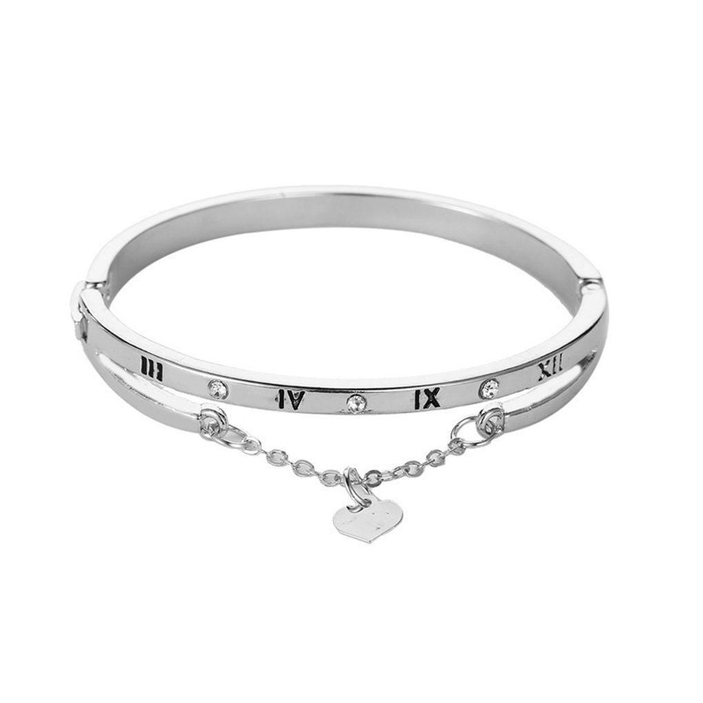 Römische Ziffer Armreif Modische Handkette Herz Armband Schmuck Geschenk für Frauen Mädchen