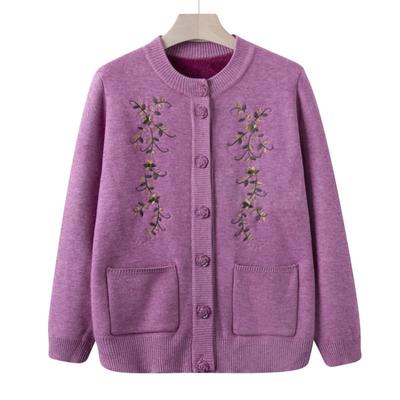 Mittelgroßer älterer Herbst gestapelter verdickter Strickpullover Muttermantel Oma Strickjacke Winter alte Dame Kleidung