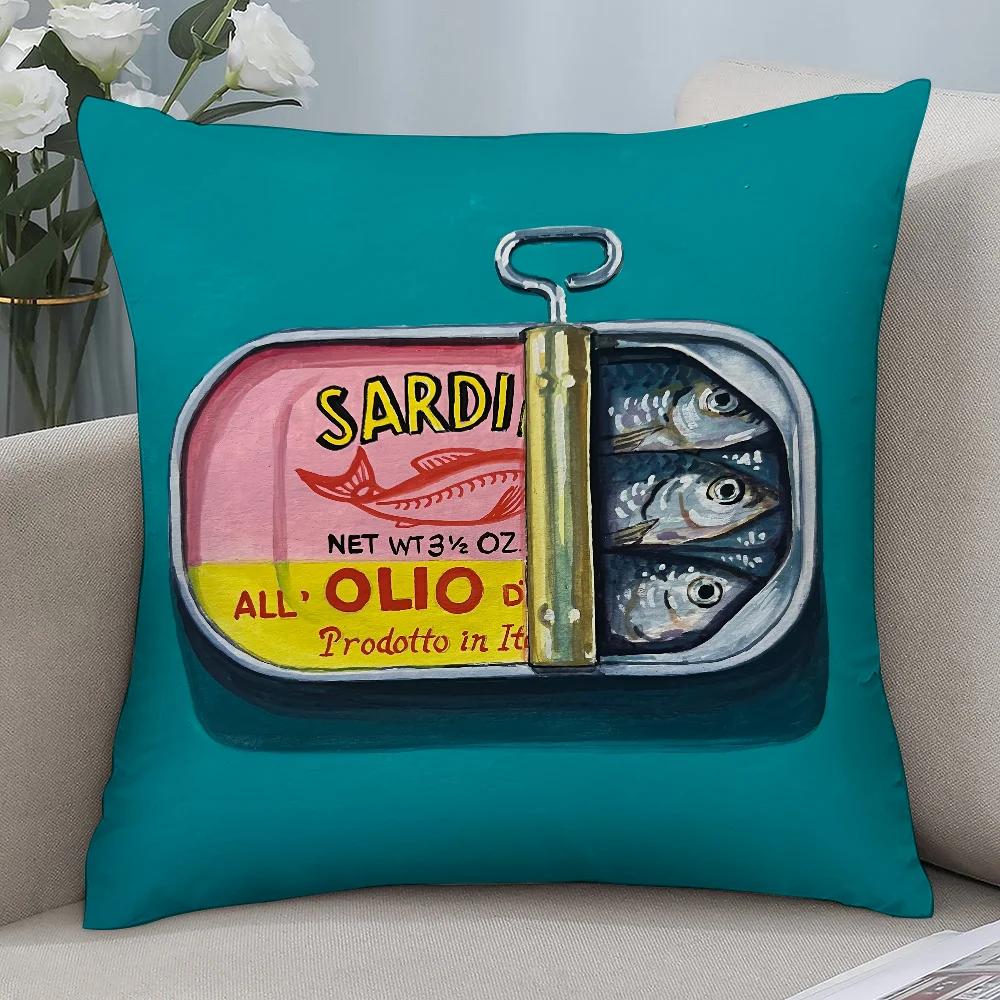 Sardines Art Pillow Case Short Plush Pillow Covers Sofa Decorative Gift Home Printing Cushion Cover