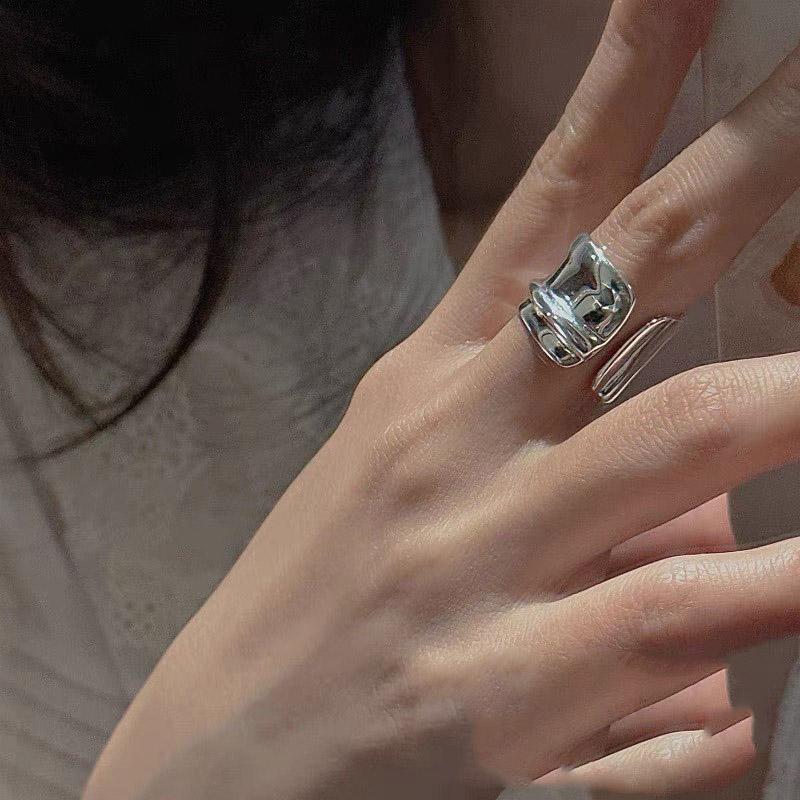 Xiaomi 925 Sterling Silver Rings for Women Couple Minimalist Handmade Simple Wide Ring Fine Jewelry Gift Prevent Allergy