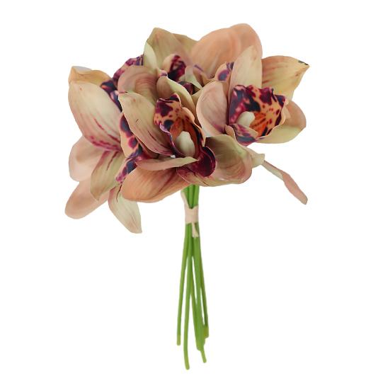 Yousheng 6Pcs Simulated Cymbidium Bouquet Real Touch Artificial Flowers No Withering Fading Vibrant Color Fake Flower