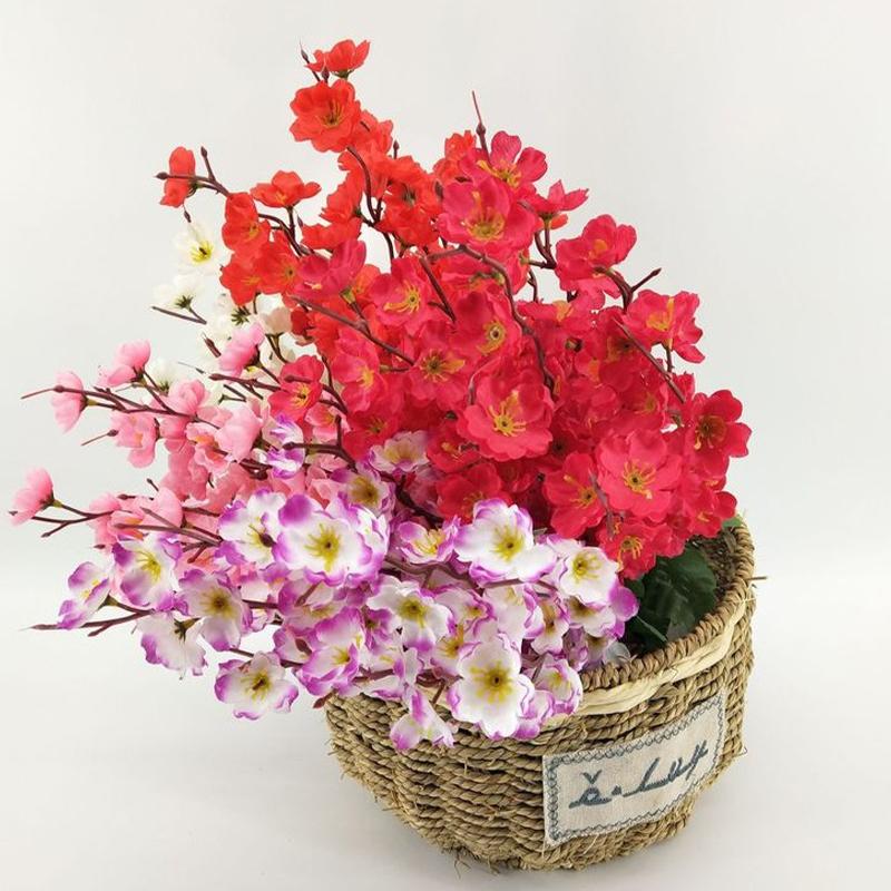 9 Forks Sakura Artificial Flowers Bouquet Peach Blossom for Garden Party Wedding Marriage Decoration Home Table Vase Ornament