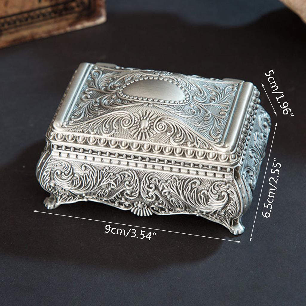 Antiker Metall-Schmuckorganizer mit metallisch floral gravierter Schmuckschatulle Dekorative Schmucktruhe Aufbewahrung für Etui