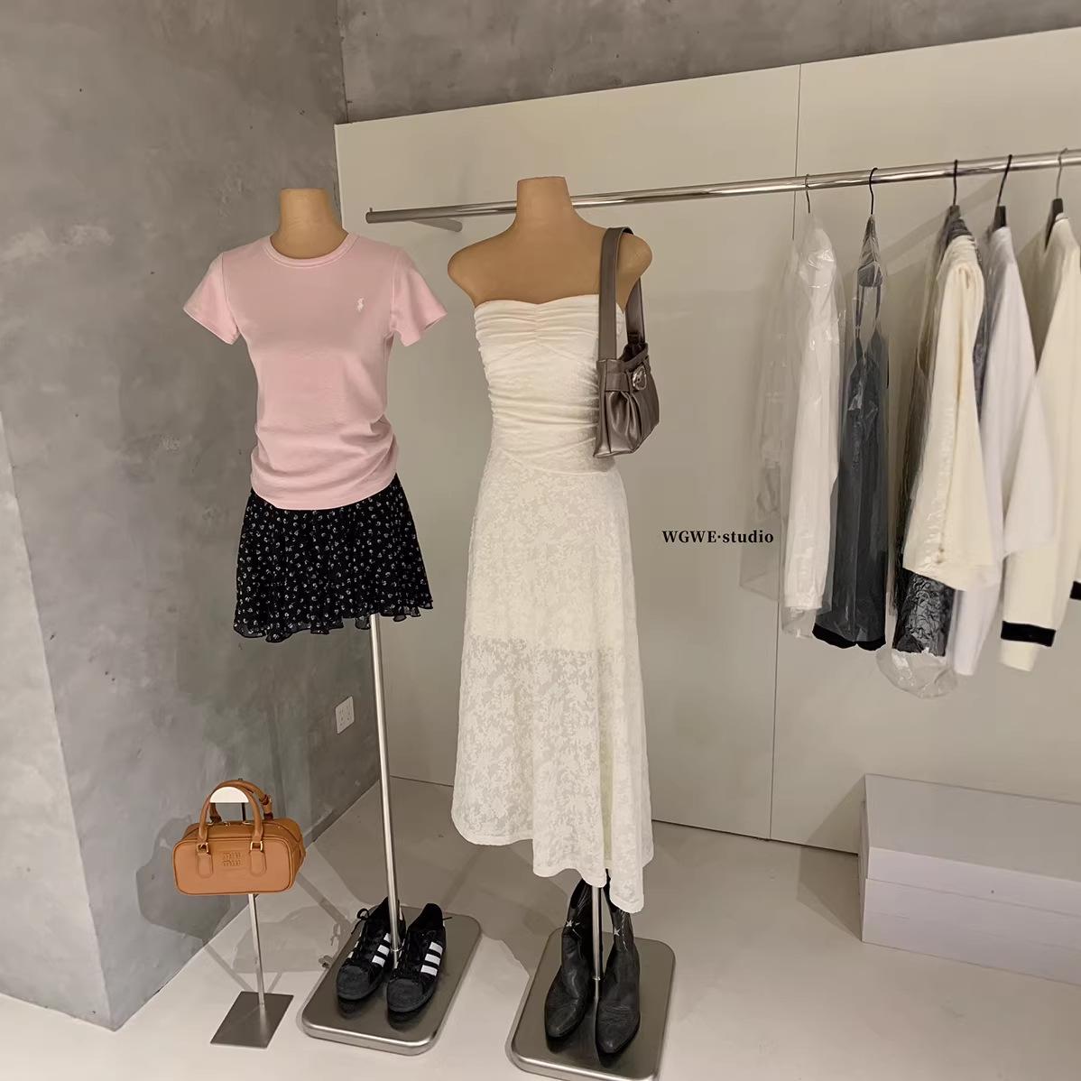 

Strapless Lace Ruched Knit Jacquard Dress with Irregular Hem S - No Returns or Exchanges слоновая кость
