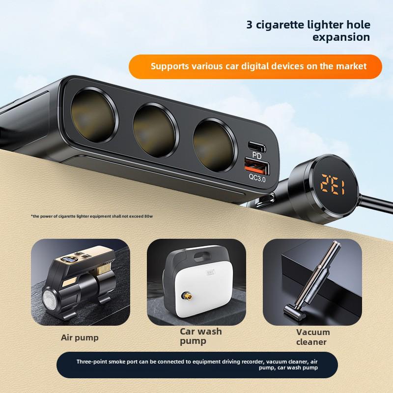 Cross-Border Car Charger: 127W Multi-Function USB3.0 & PD Interface Cigarette Lighter Adapter