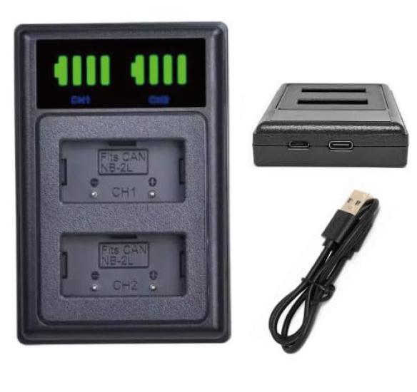 

King USB Charger with USB Charging for Canon and Compatible with NB-2L, NB-2LH, CBC-NB2, CB-2LW LCDs, NB2L.