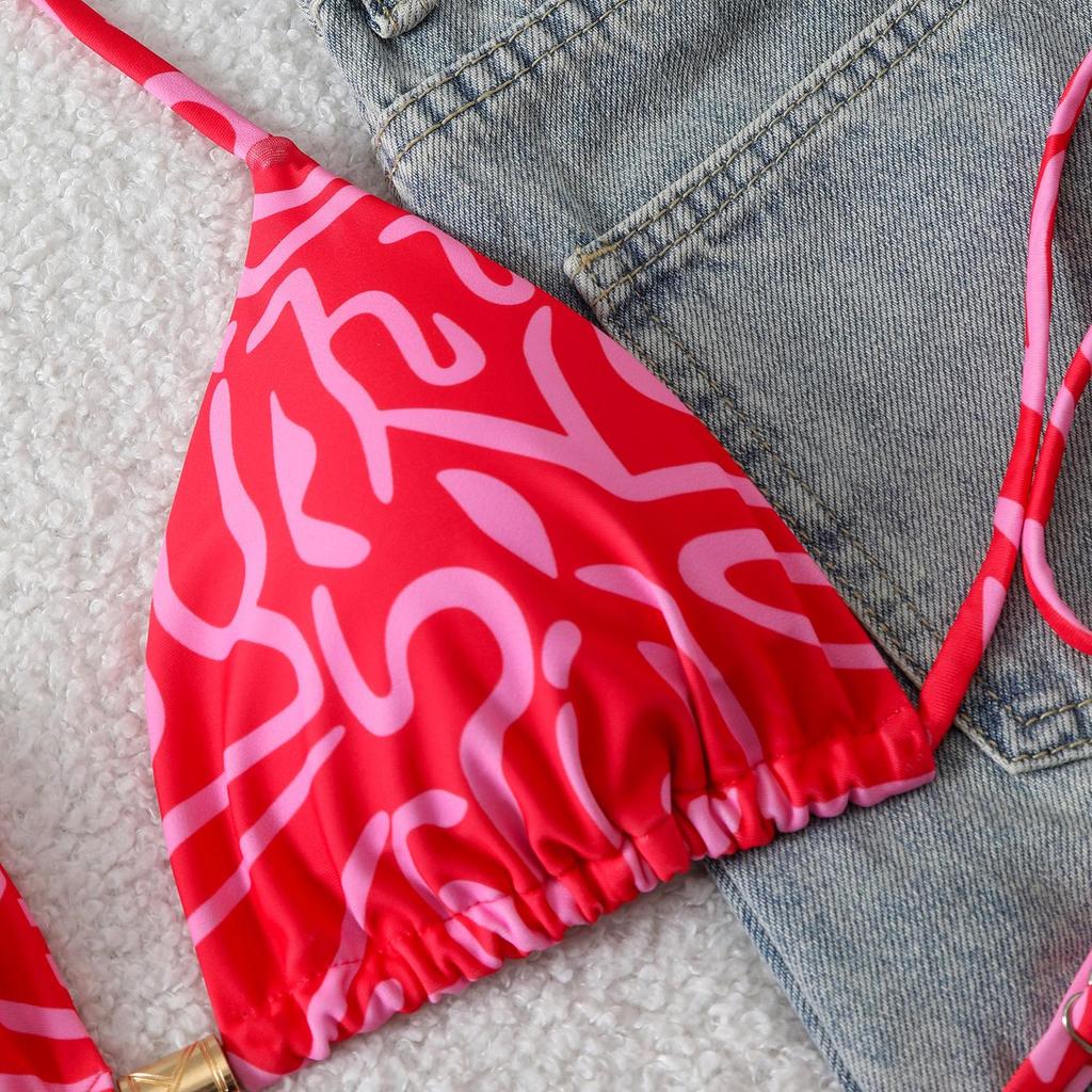 Sexy rückenfreier Träger-Bikini für Damen - Unifarbene europäische & amerikanische Bademode