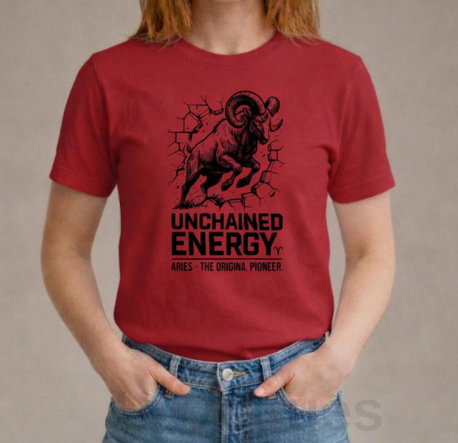 Unchained Energy Aries Ram T-Shirt | Zodiac sign Aries Graphic Tee M