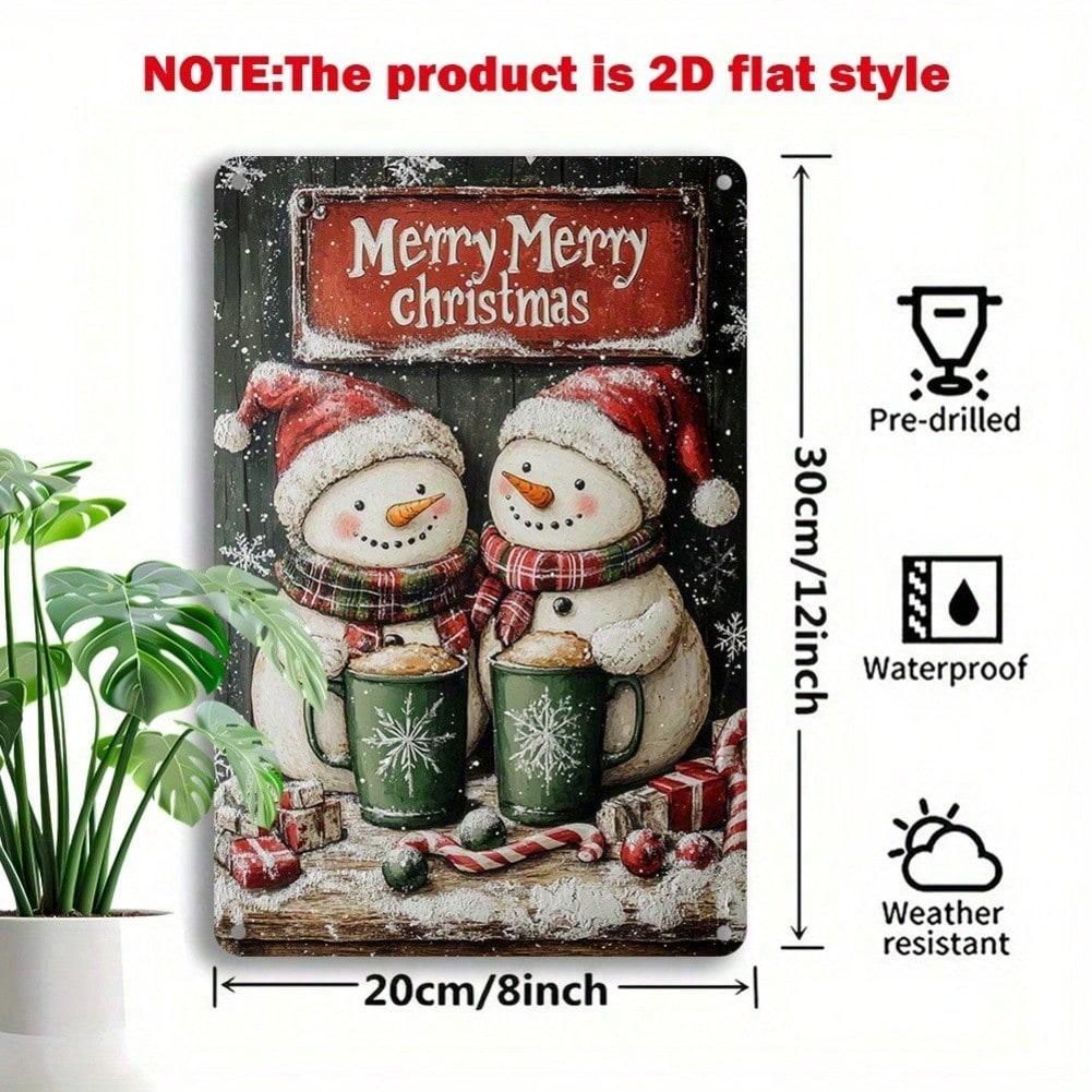 

Vintage One Piece Snowman Tin Metal Wall Sign Christmas Holiday Home Decor 20x30 разноцветный