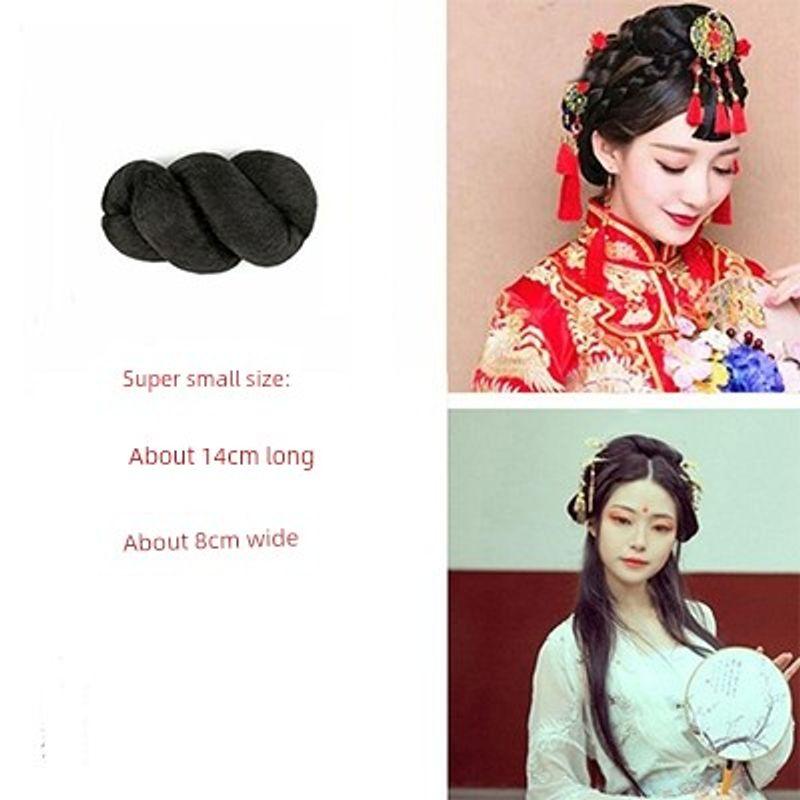 

Древний костюмный парик женский Республика Китай Парик Сюхэ Парик для невесты Завитые волосы Волосяная сумка Парик династии Хань Волосяная сумка Сумка с кабельной вязкой в восемь слов Парик Чжоу Ин Black 876 Cable Stitch bag 14cm