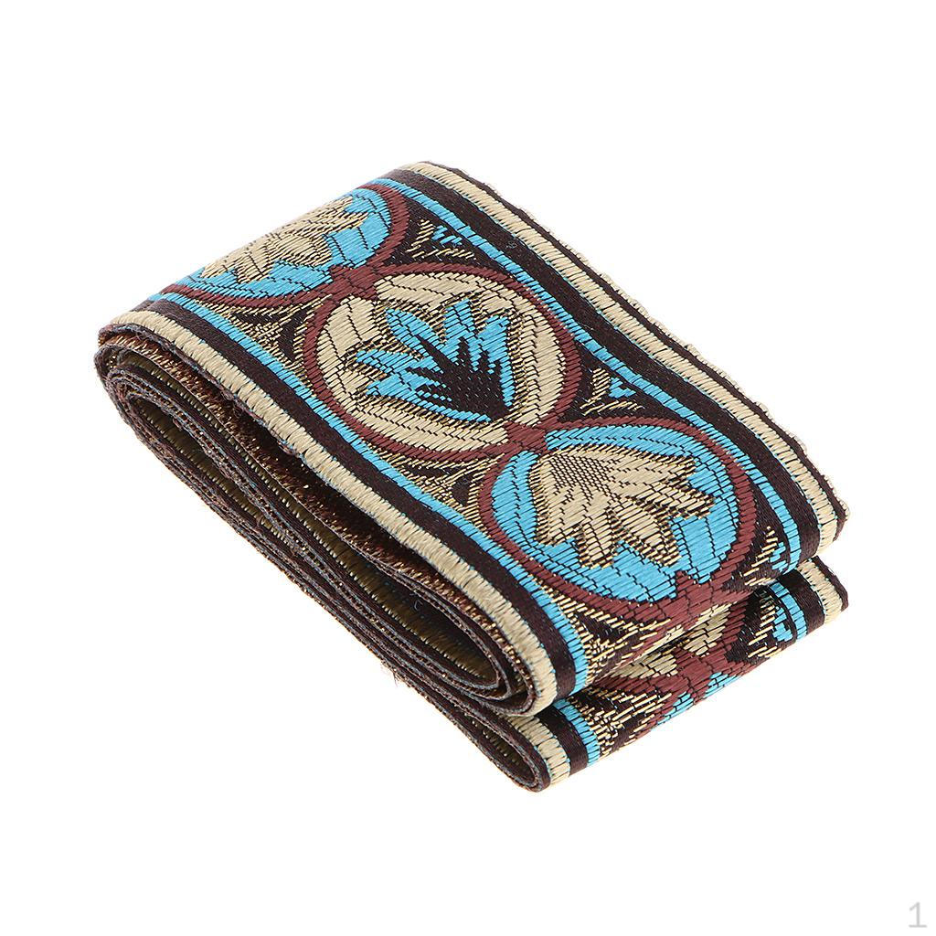 

1.6x196.9 inch Embroidered Crafting Sewing Decorative Indian Sari Border Fabric Ribbons and синій