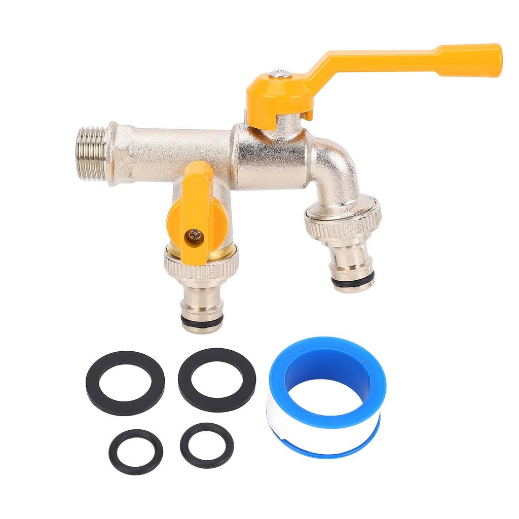 1 in 2 Out Wasserhahn 34 Zoll Einlass 25mm Auslass Messing Wasserhahn für Außen Garten Haus Balkon