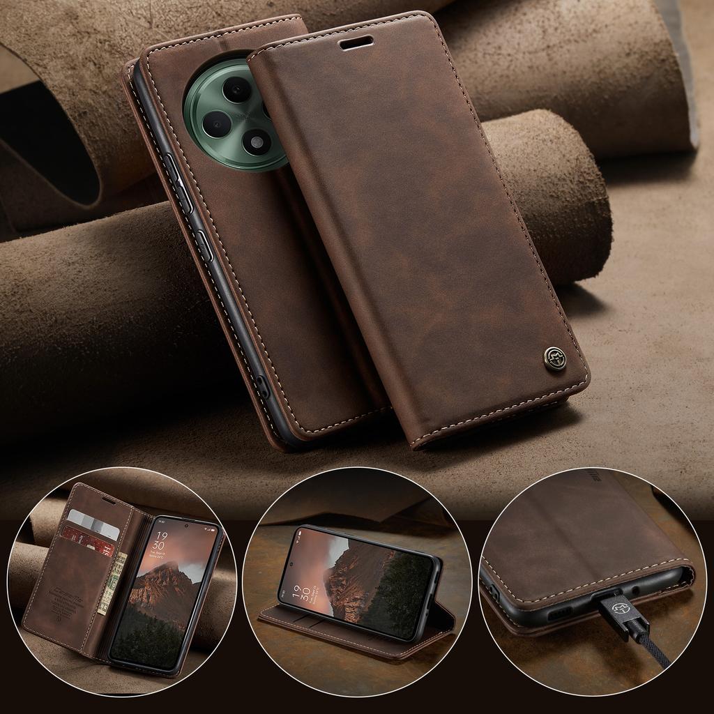 For Oppo Reno12 F 5G Case CASEME 013 Series Card Holder Stand Leather Phone Cover