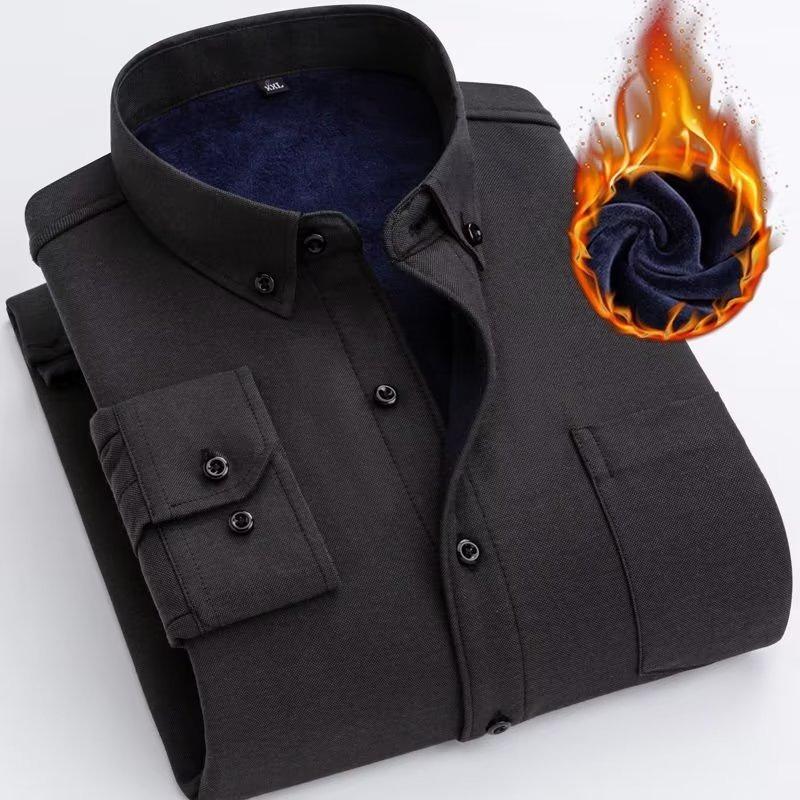 New Autumn And Winter Business All-match Shirt Jacket Men's Long-sleeved Solid Color Warm Shirt Outdoor Daily Shirt