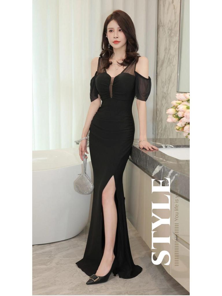 Sleek Nightclub Bodycon Evening Gown