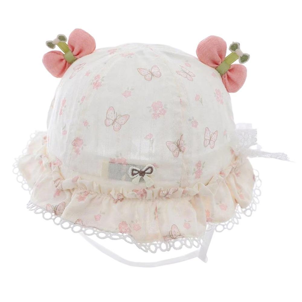 Adjustable Strap Sun Hat Thin Bucket Hat Princess Style Fisherman Hat  Girl розовый