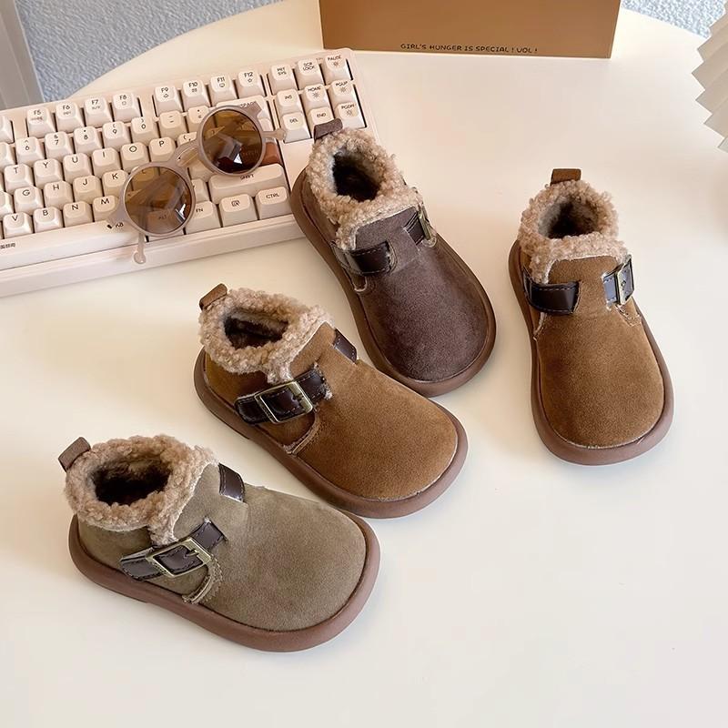 Girls' Plush and Thick Snow Boots Children's Warm Short Boots Lightweight Cotton Shoes