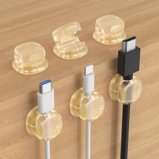 6Pcs Cable Organizers for Desk Invisible Cord Holder with Strong Suction Cup Automatic Locking & Release Cable Clip