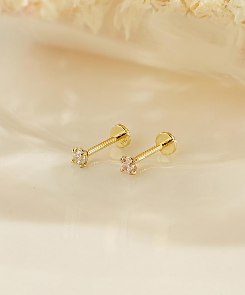 Minimalpiercing 14K Internal Moissanite Diamond Labret Nose Piercing 0.8Mm