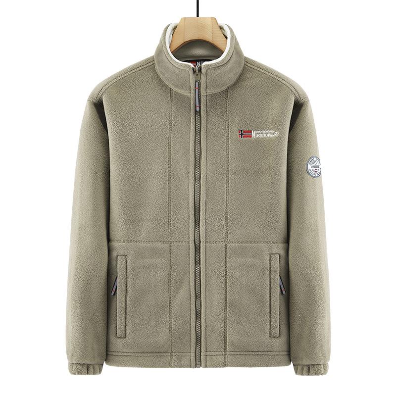 

Velvet Thickened Double-sided Polar Fleece Jacket for Men Autumn and Winter Warm Casual Loose Large Size Jacket for Men XS